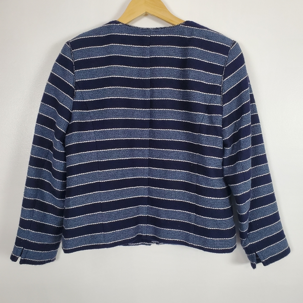 LOFT zip up striped blazer size 8 blue - Picture 2 of 4